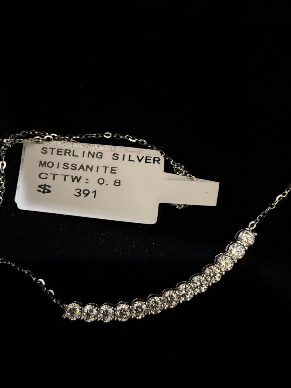 Sterling silver Necklace Moissanite CT WT 0.8 Retail $391